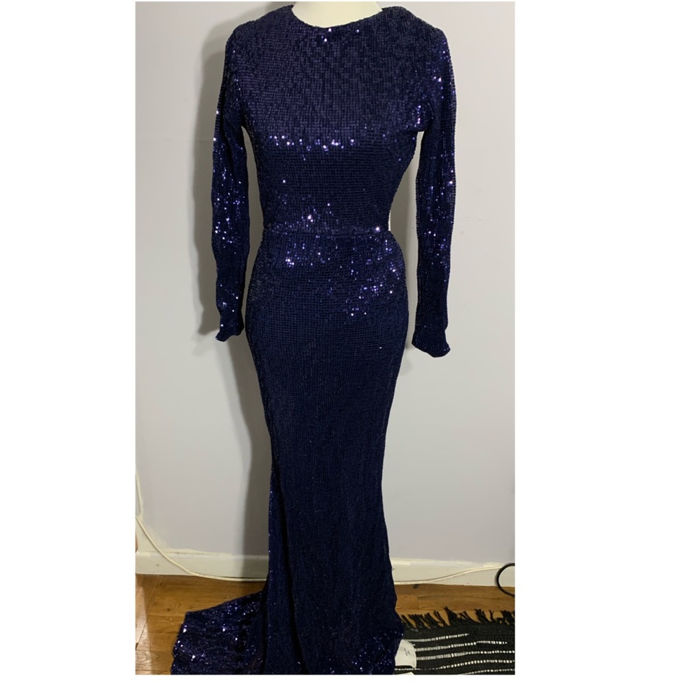 Club L London Open Back Sequin Fishtail Maxi dress